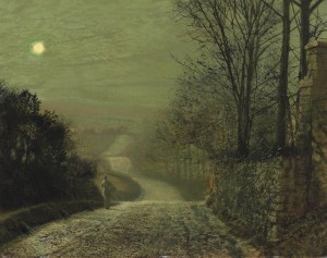 A country lane by moonlight